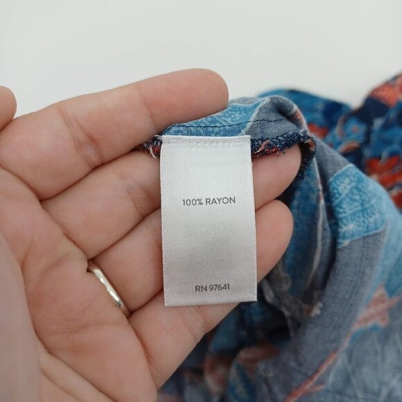 J. Jill Sarasa Tropical Full Leg Cropped Pants Blue Women's M Floral Beach Boho - Picture 6 of 10